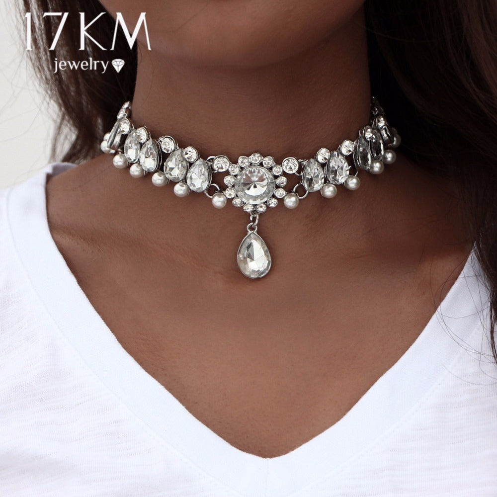 Crystal and Pearl Imbued Necklace