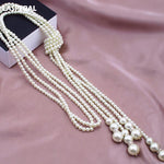 Long Tasseled Pearl Necklace